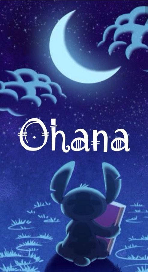 Glowing Crescent Moon Stitch Ohana Wallpaper