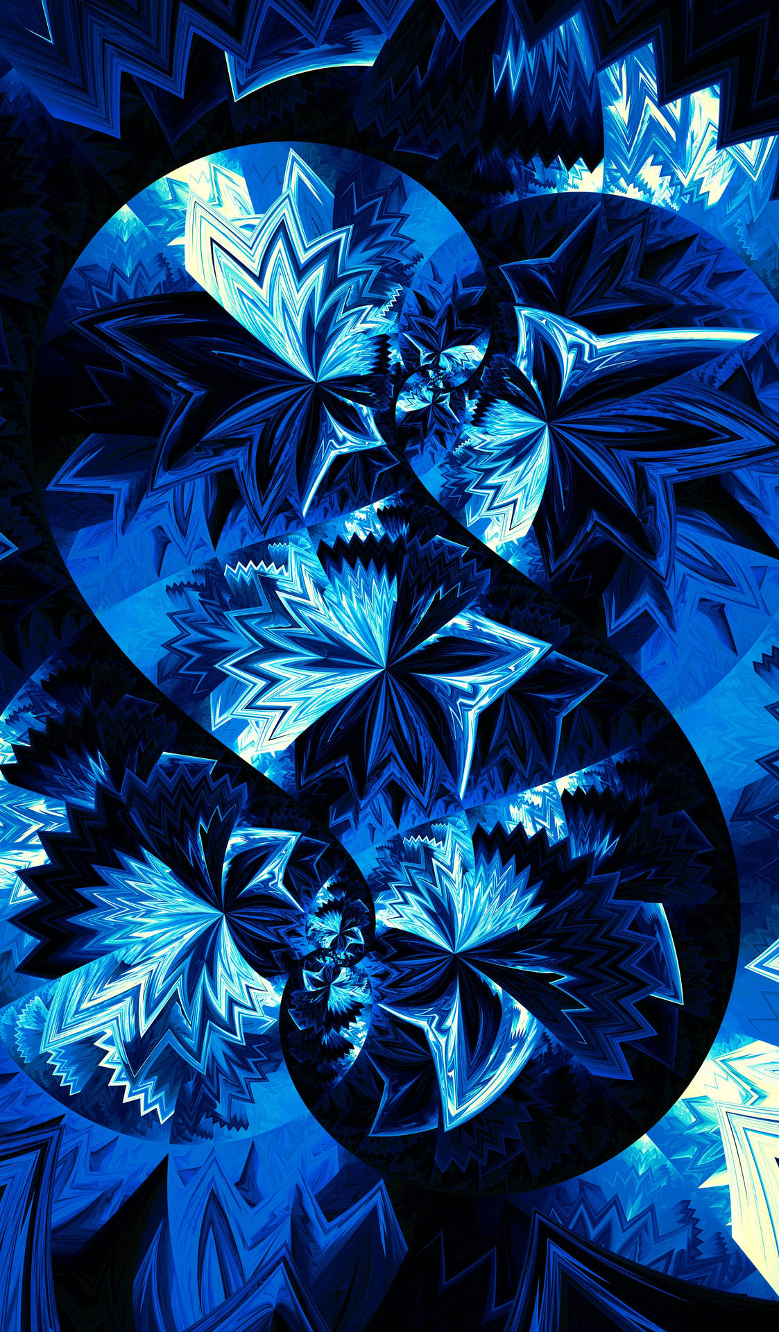 Intricate, Glowing Dark Blue Pattern Wallpaper