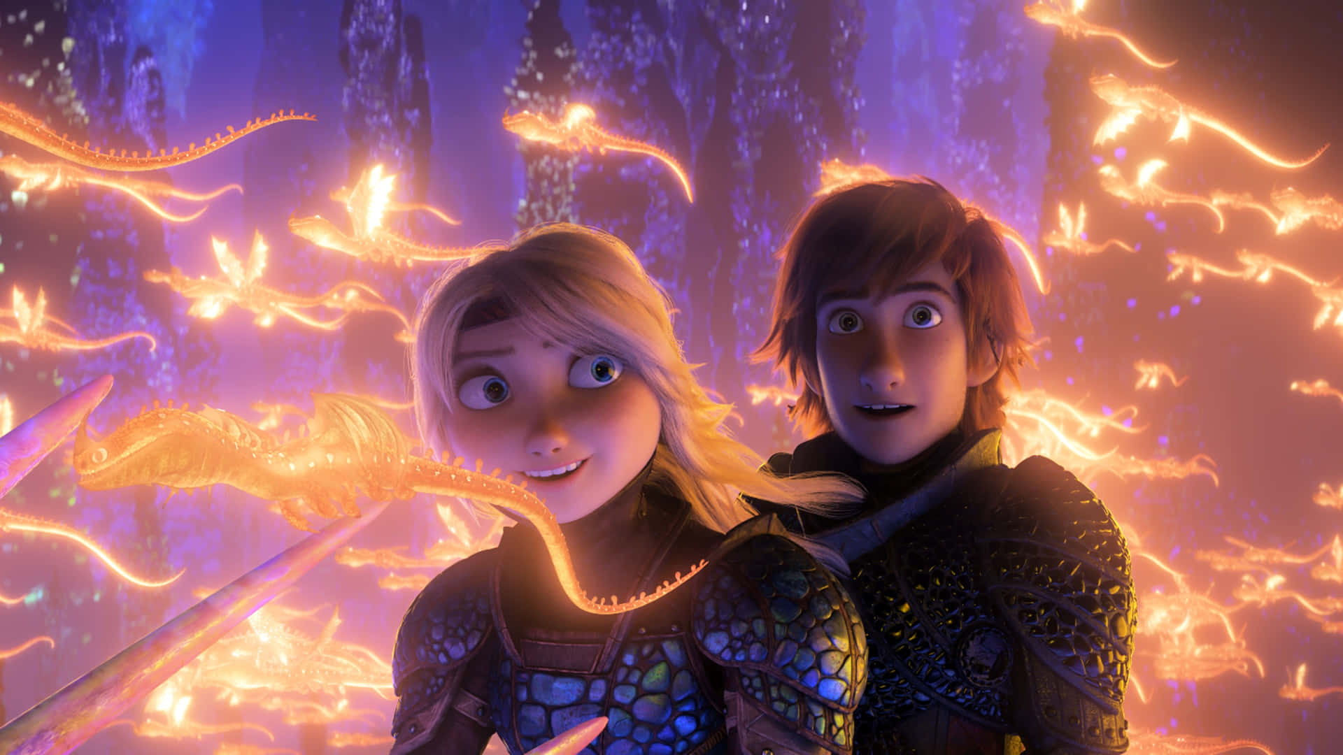 Glowing Dragons From How To Train Your Dragon The Hidden World Wallpaper