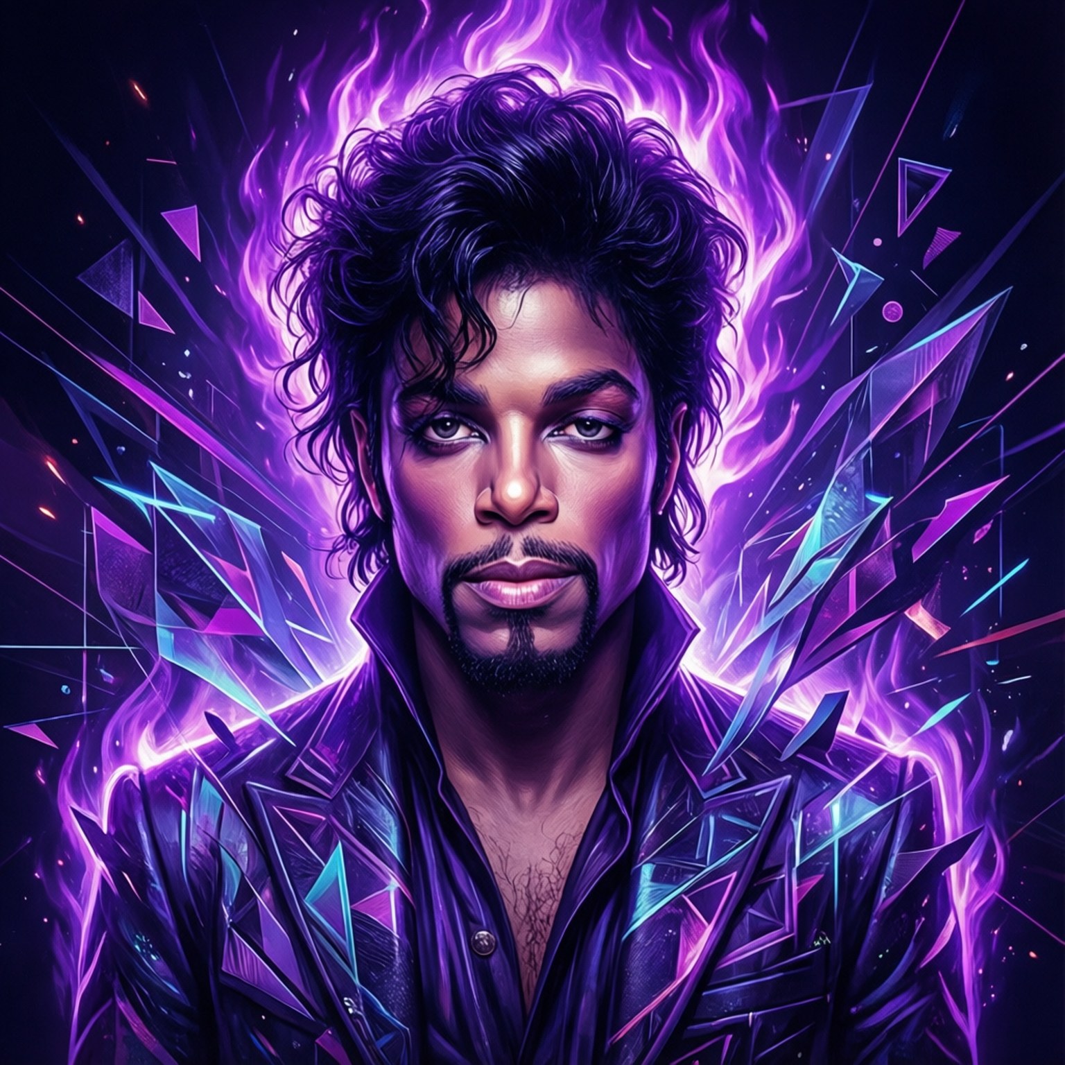 Abstract digital art of Prince with purple aura — Prince Picture