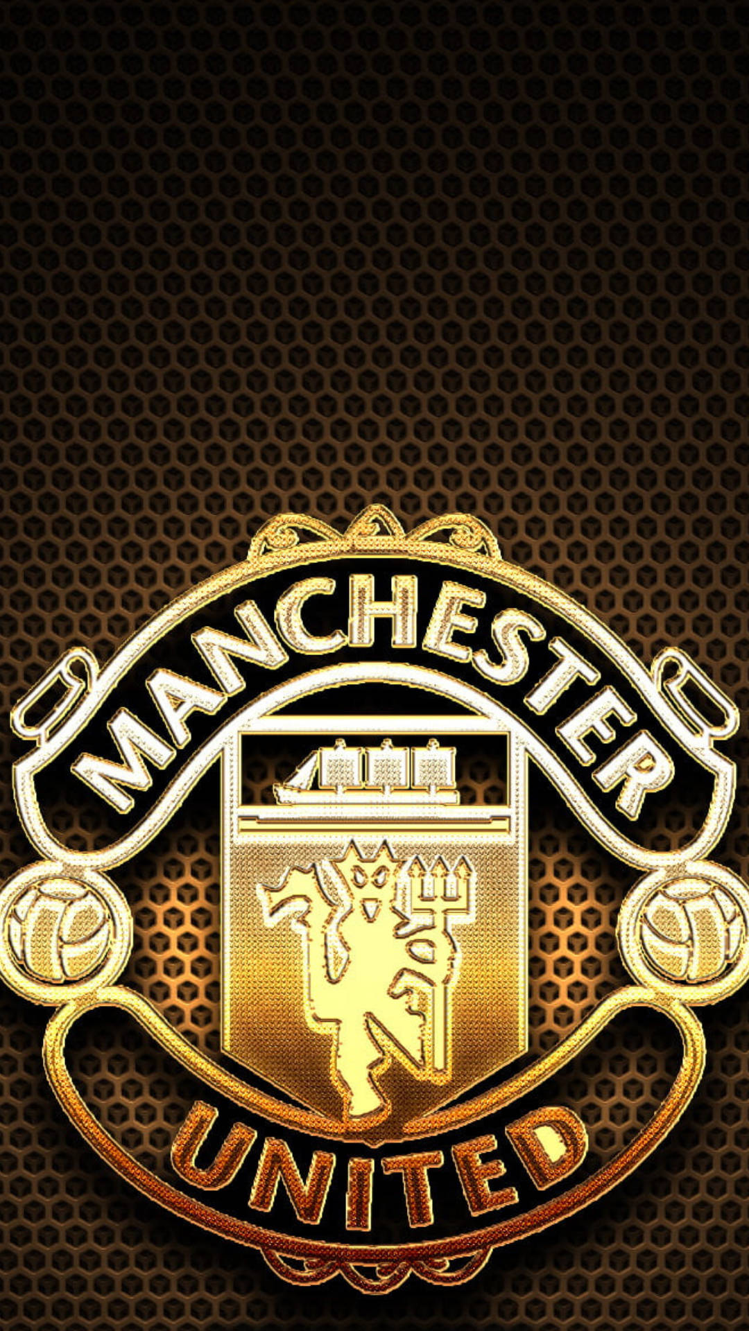 Glowing Gold Emblem Of Manchester United Mobile