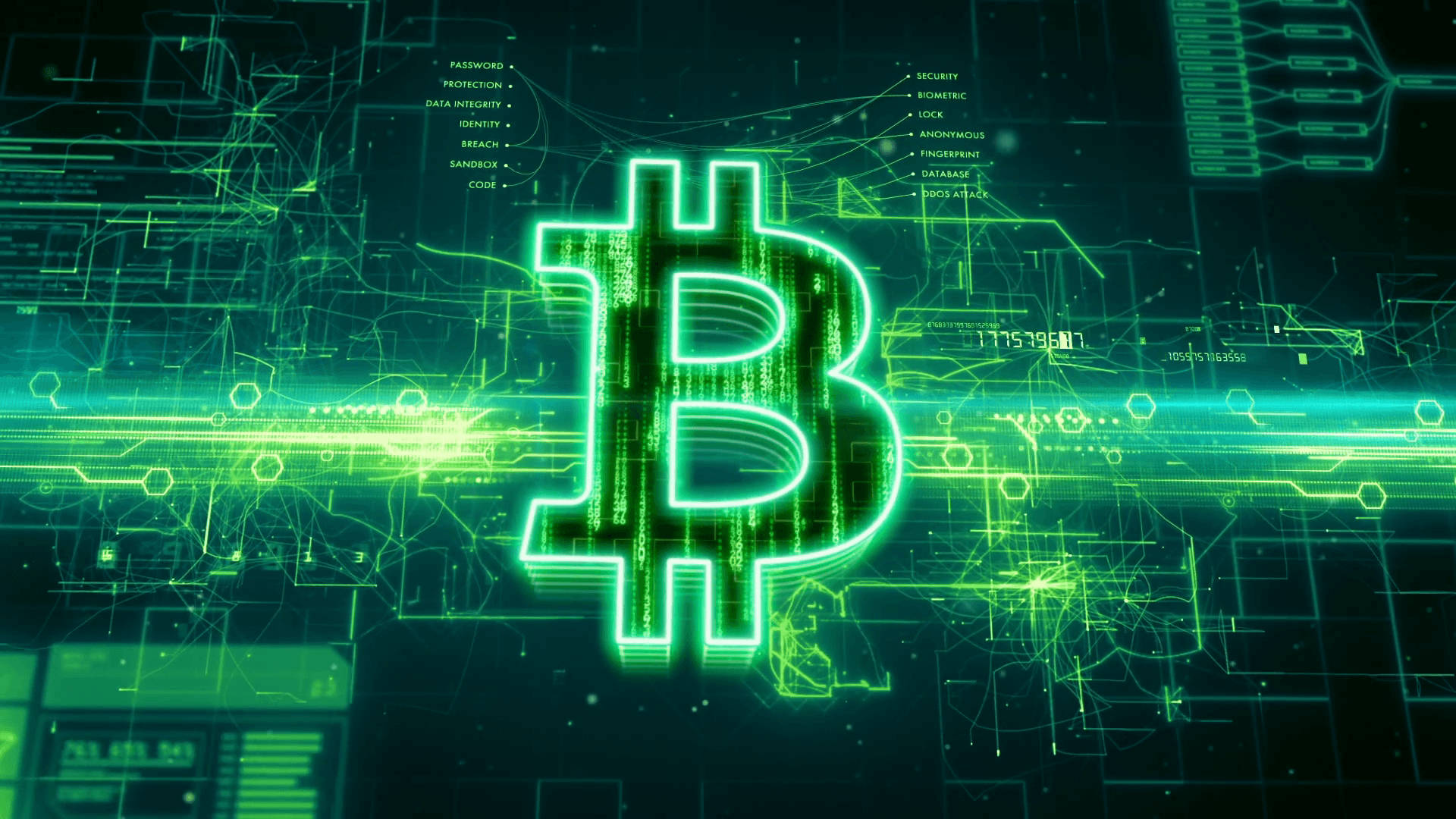 The Future of Money - Glowing Bitcoin Wallpaper