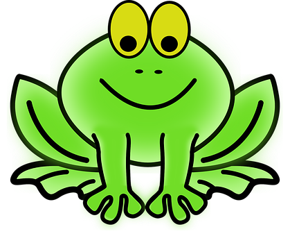Glowing Green Cartoon Frog PNG