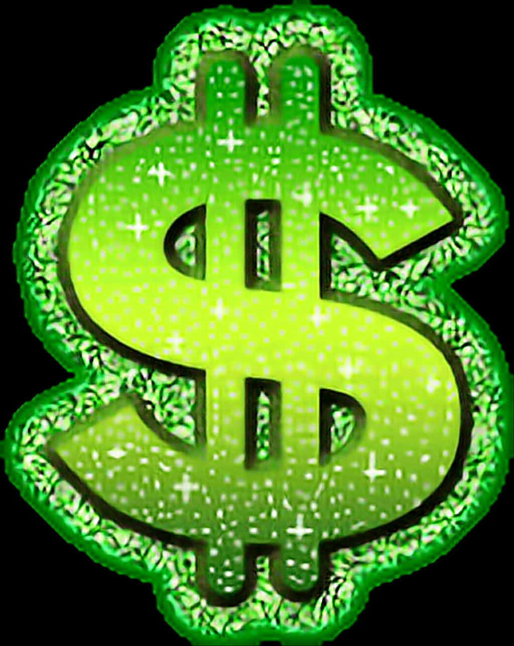 Glowing Green Dollar Sign PNG