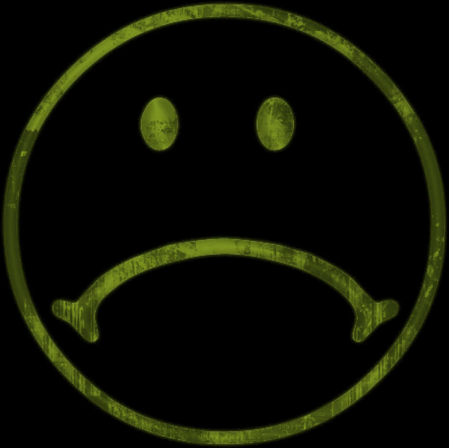 Glowing Green Frown Face PNG