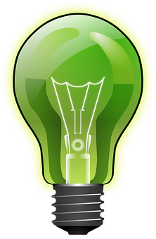 Glowing Green Lightbulb PNG