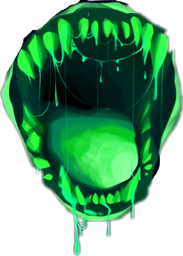 Glowing Green Monster Mouth Drooling PNG
