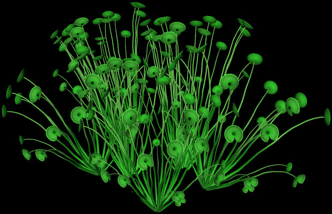 Glowing Green Mushrooms Cluster PNG