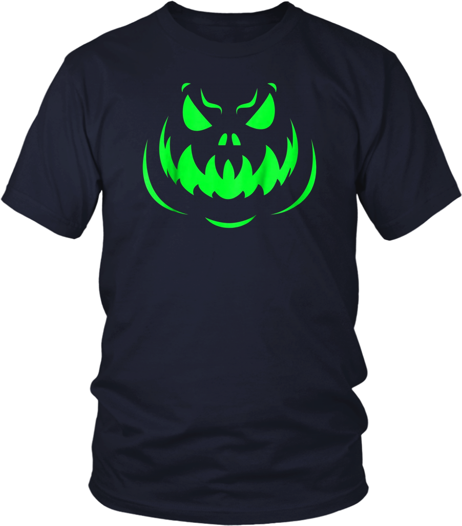 Glowing Green Pumpkin Face Shirt PNG