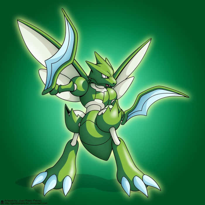 Glowing Green Scyther Phone Wallpaper