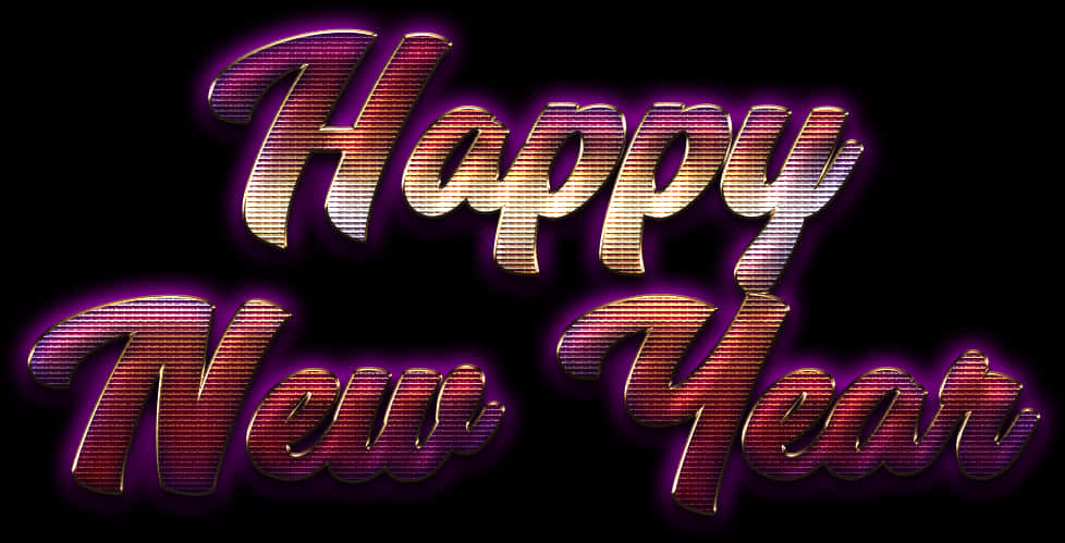 Glowing Happy New Year Text PNG