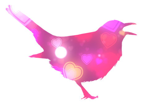 Glowing Heart Bird Silhouette PNG