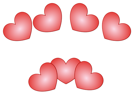 Glowing Hearts Black Background PNG
