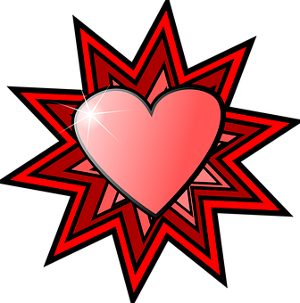 Glowing Heartwith Starburst Background PNG