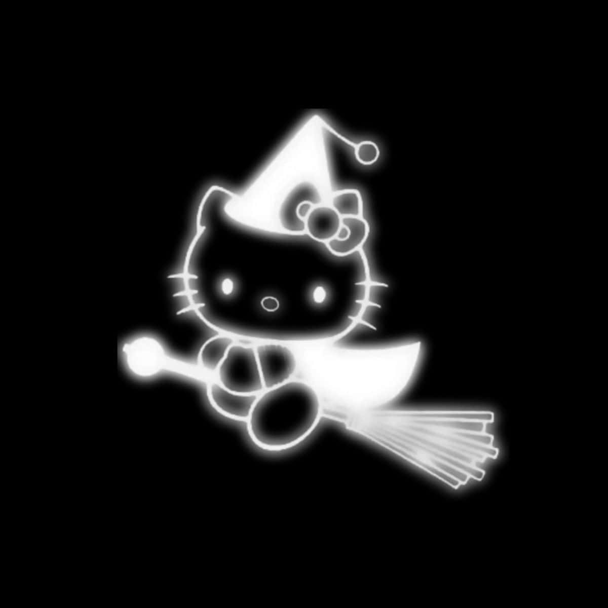 Glowing Hello Kitty Witch Graphic Wallpaper