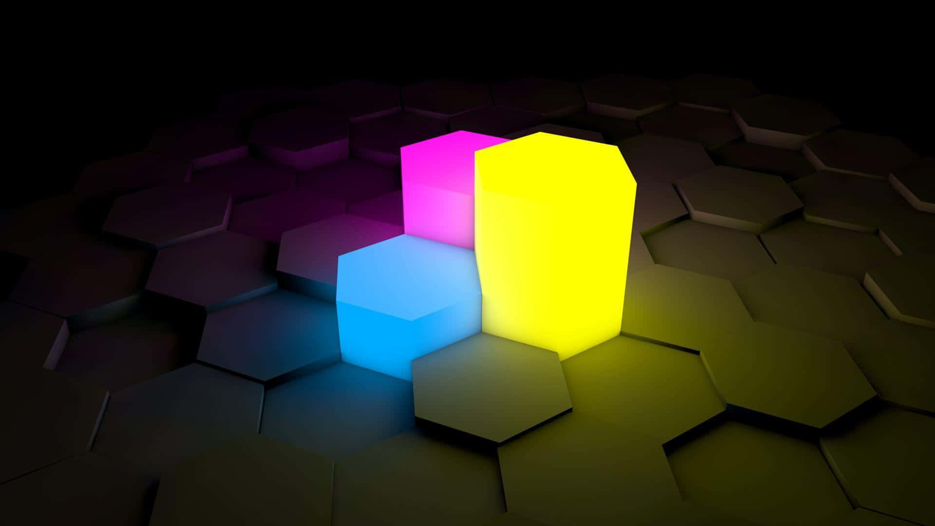 Glowing Hexagons Neon Nature Wallpaper