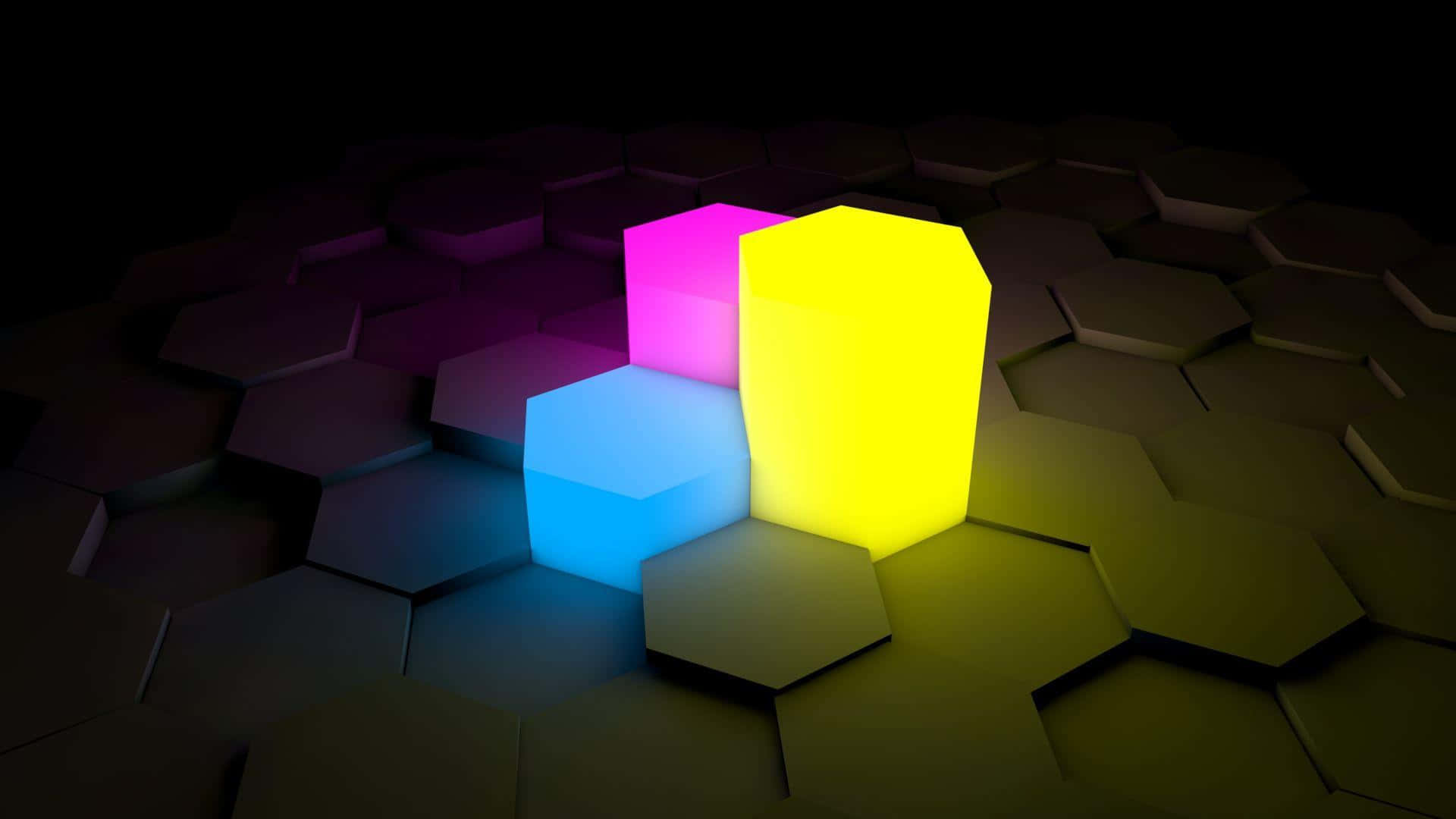 Hexagon Bersinar Alam Neon Wallpaper