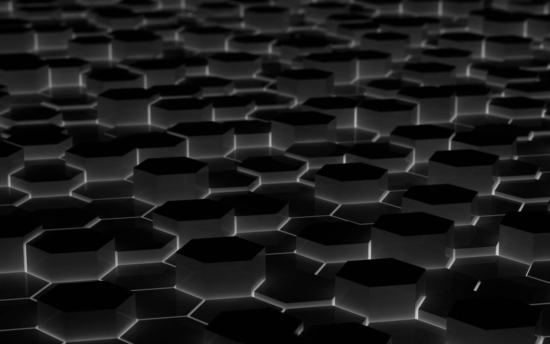 Glowing Honeycomb Black 3D Wallpaper