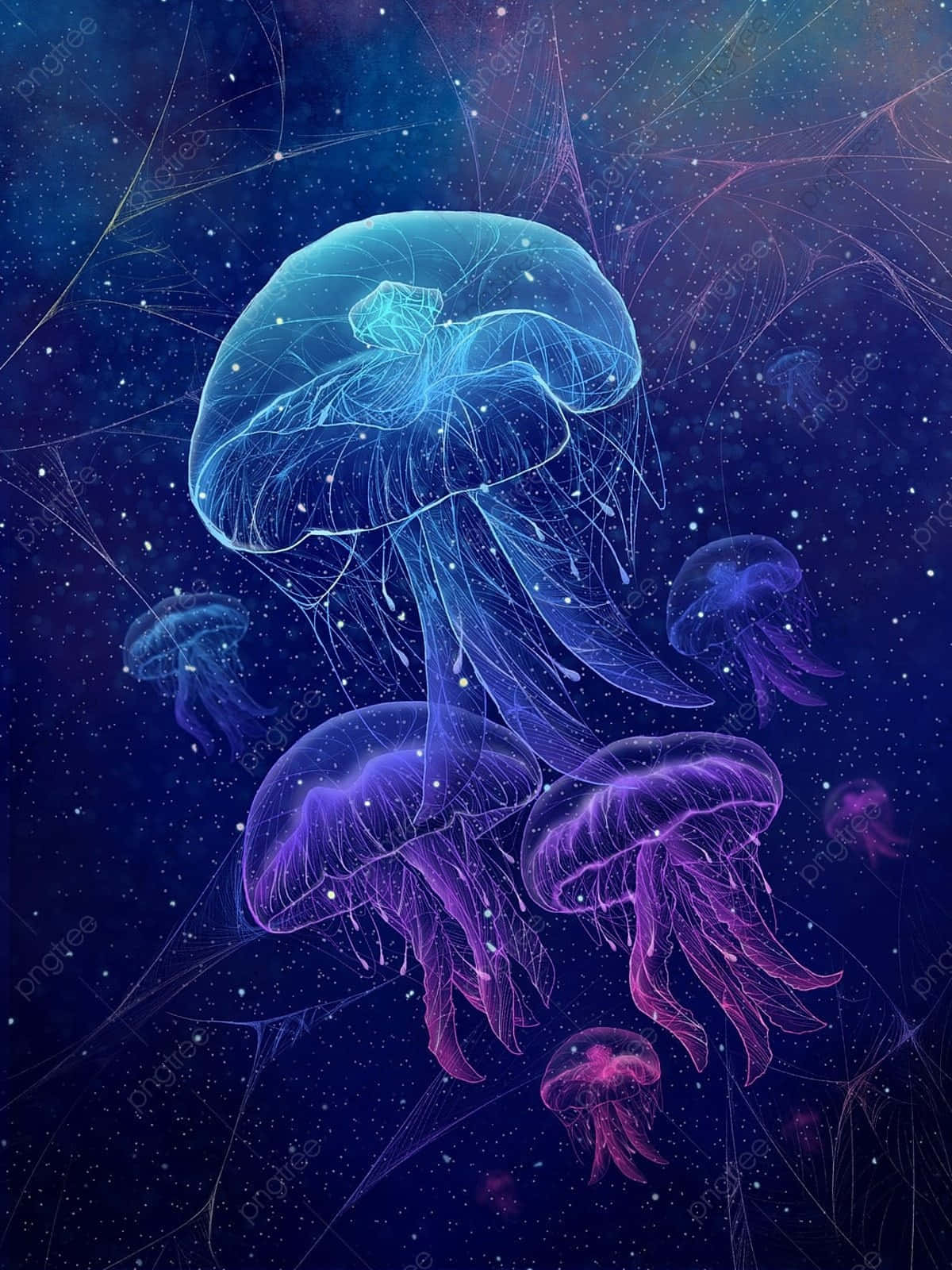 Glowing Jellyfish Constellation Wallpaper