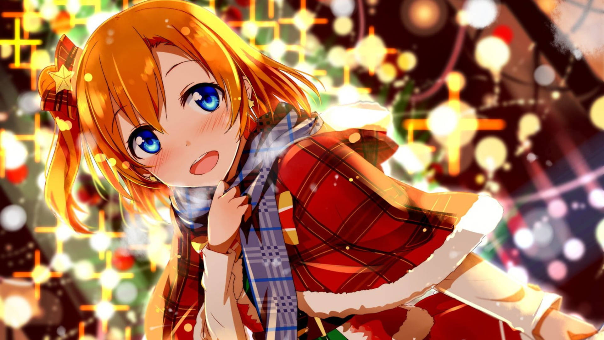 Glowing Light Girl Anime Christmas Wallpaper