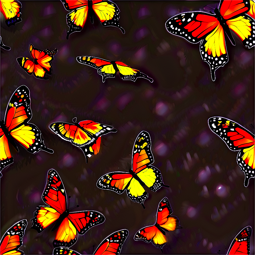 Glowing Monarch Butterflies Png Drv4 PNG