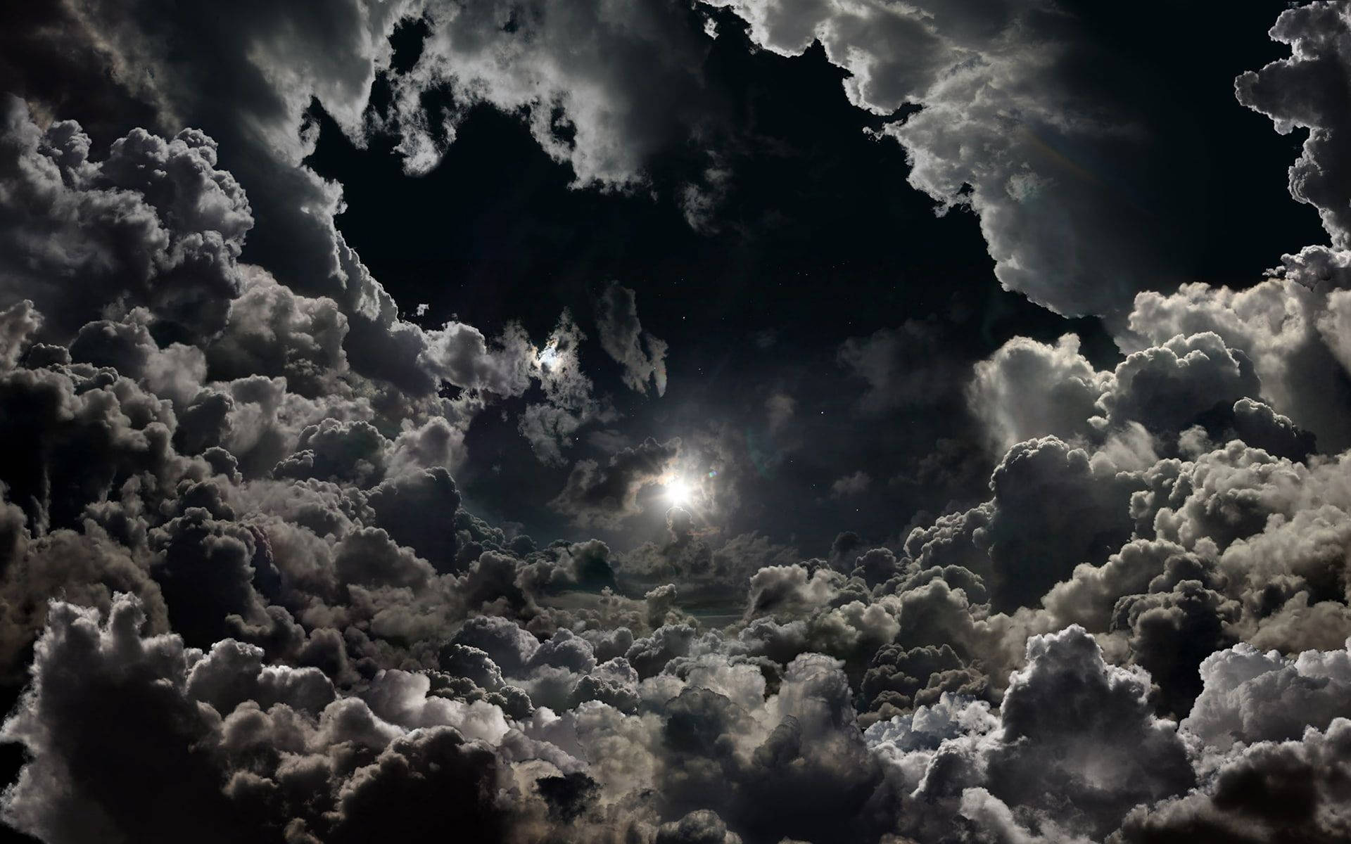 Glowing Moon High Resolution Clouds Wallpaper