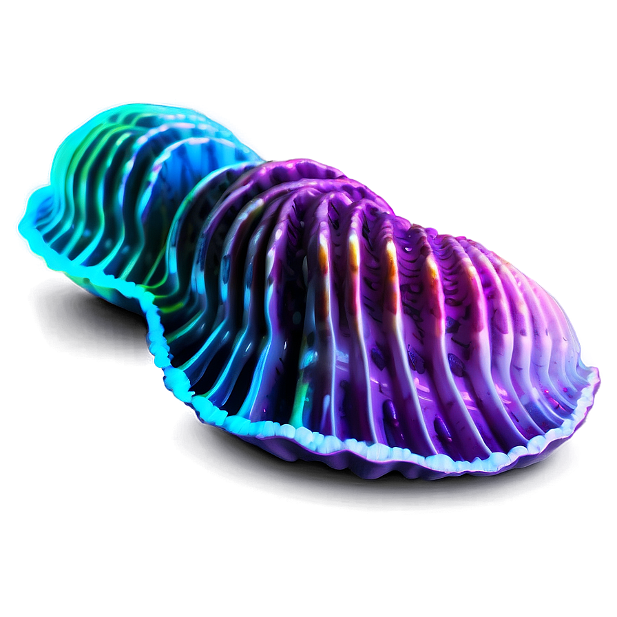 Glowing Neon Clam Png 05242024 PNG