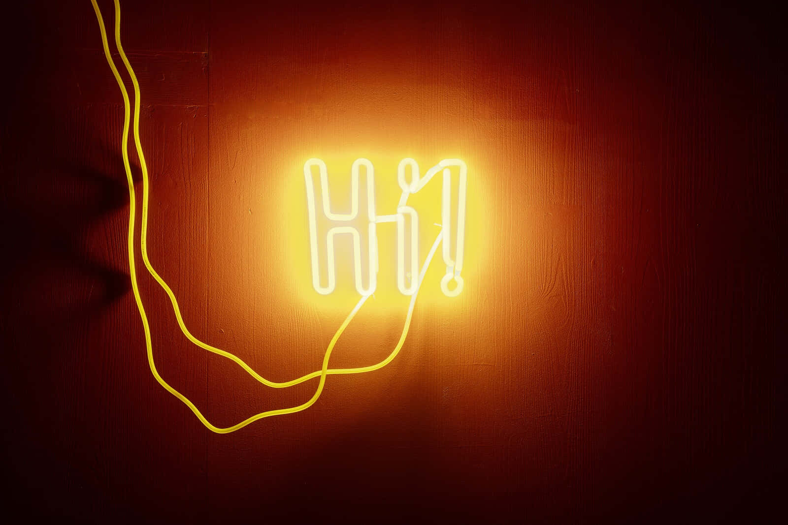 Glowing Neon Hi Sign Light Orange Aesthetic Wallpaper