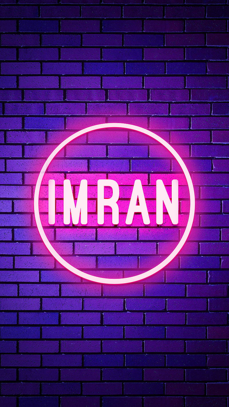 Glowing Neon Imran Name Wallpaper