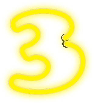 Glowing Neon Number Three PNG