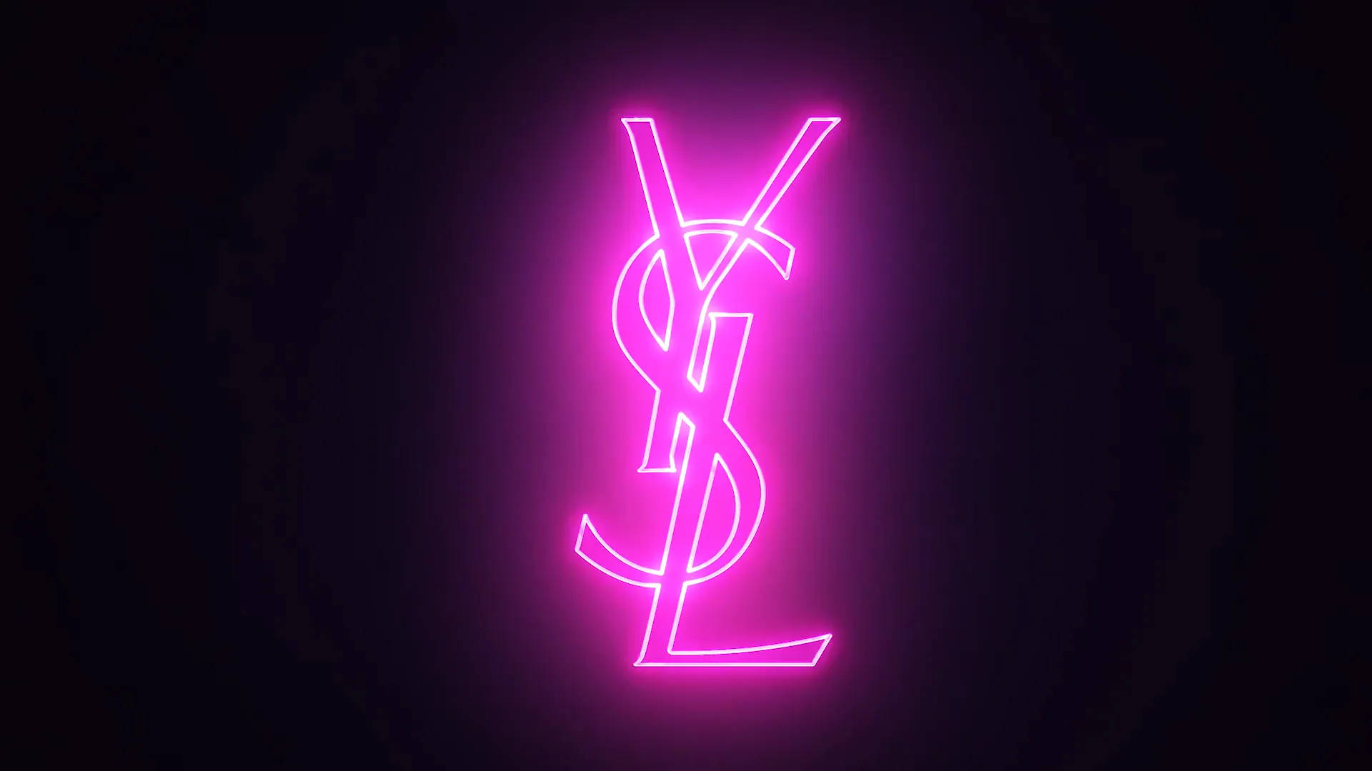 Glowing Neon Pink YSL Logo Wallpaper