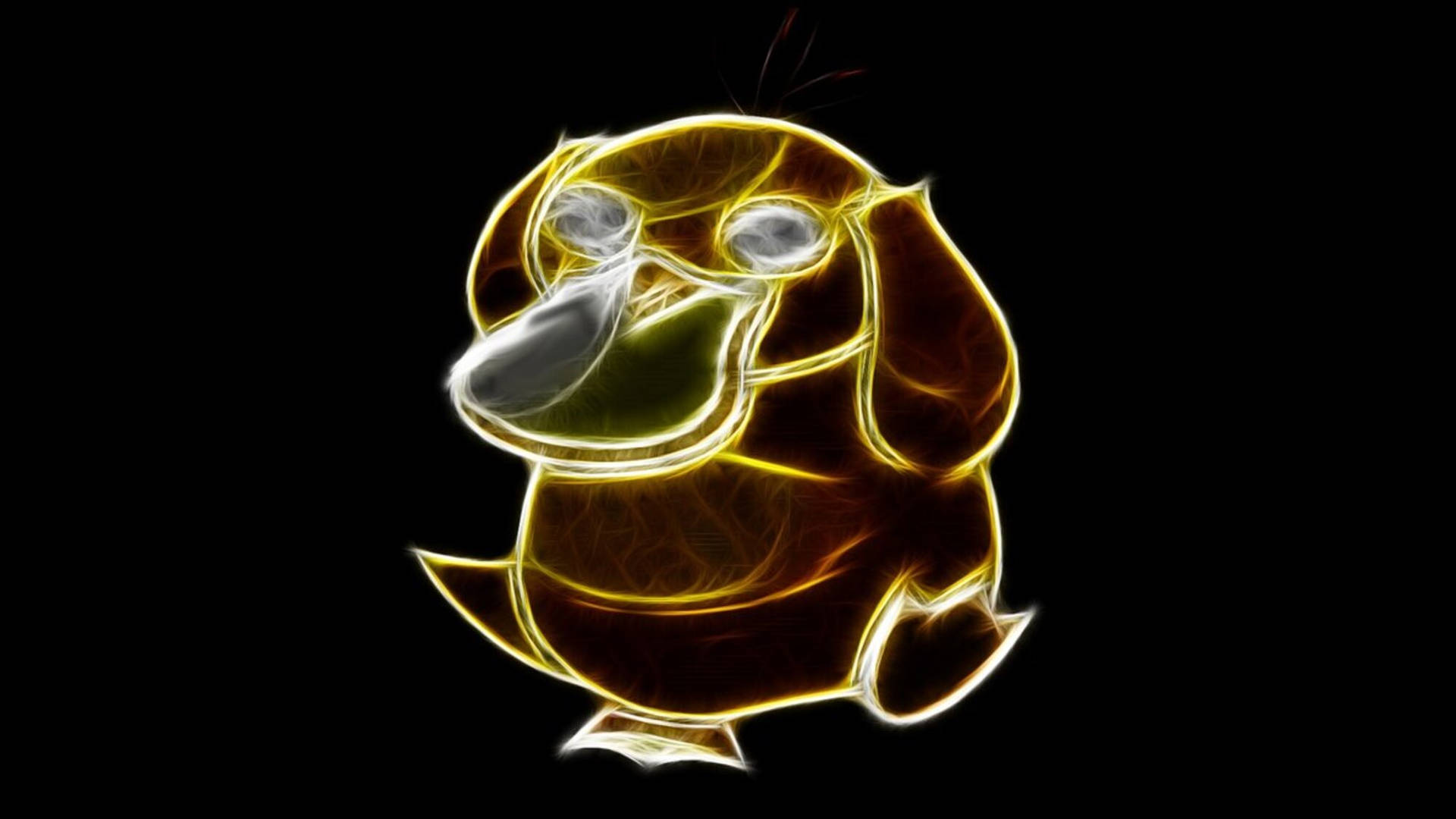 Adventure in the City: Glowing Neon Psyduck Wallpaper