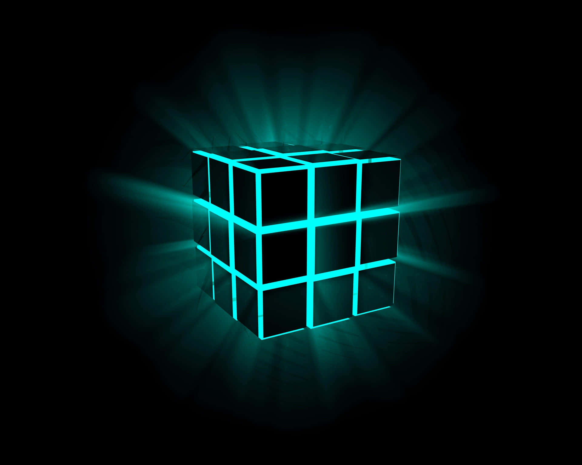 Glowing Neon Rubiks Cube Wallpaper