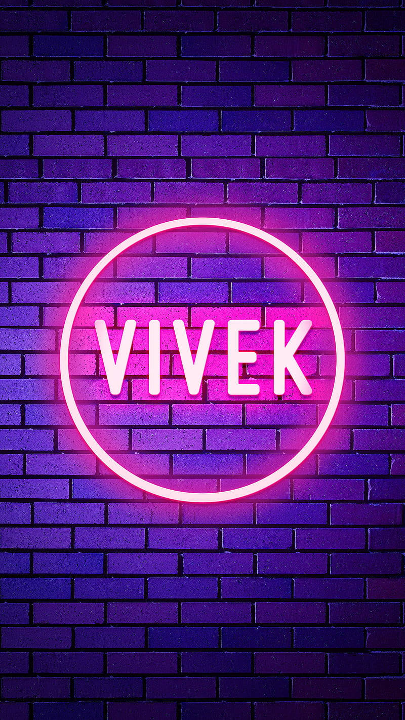 Glowing Neon Vivek Name Wallpaper