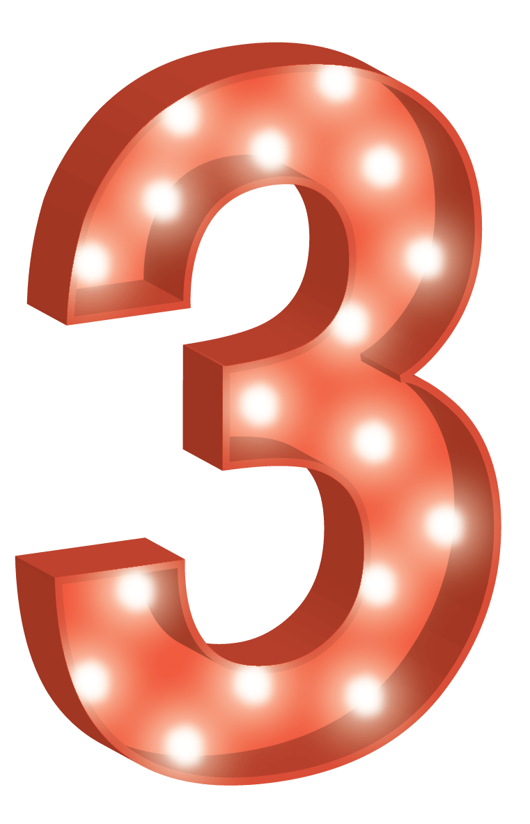 Glowing Number Three Illustration PNG
