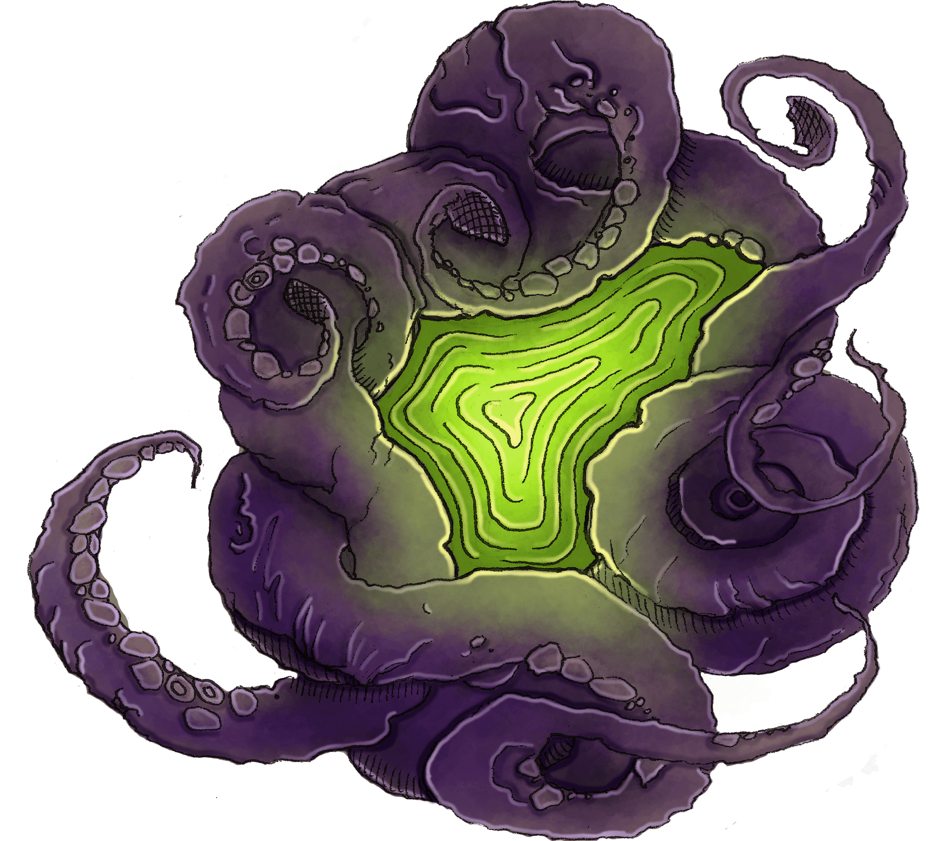 Glowing Octopus Creature Artwork PNG