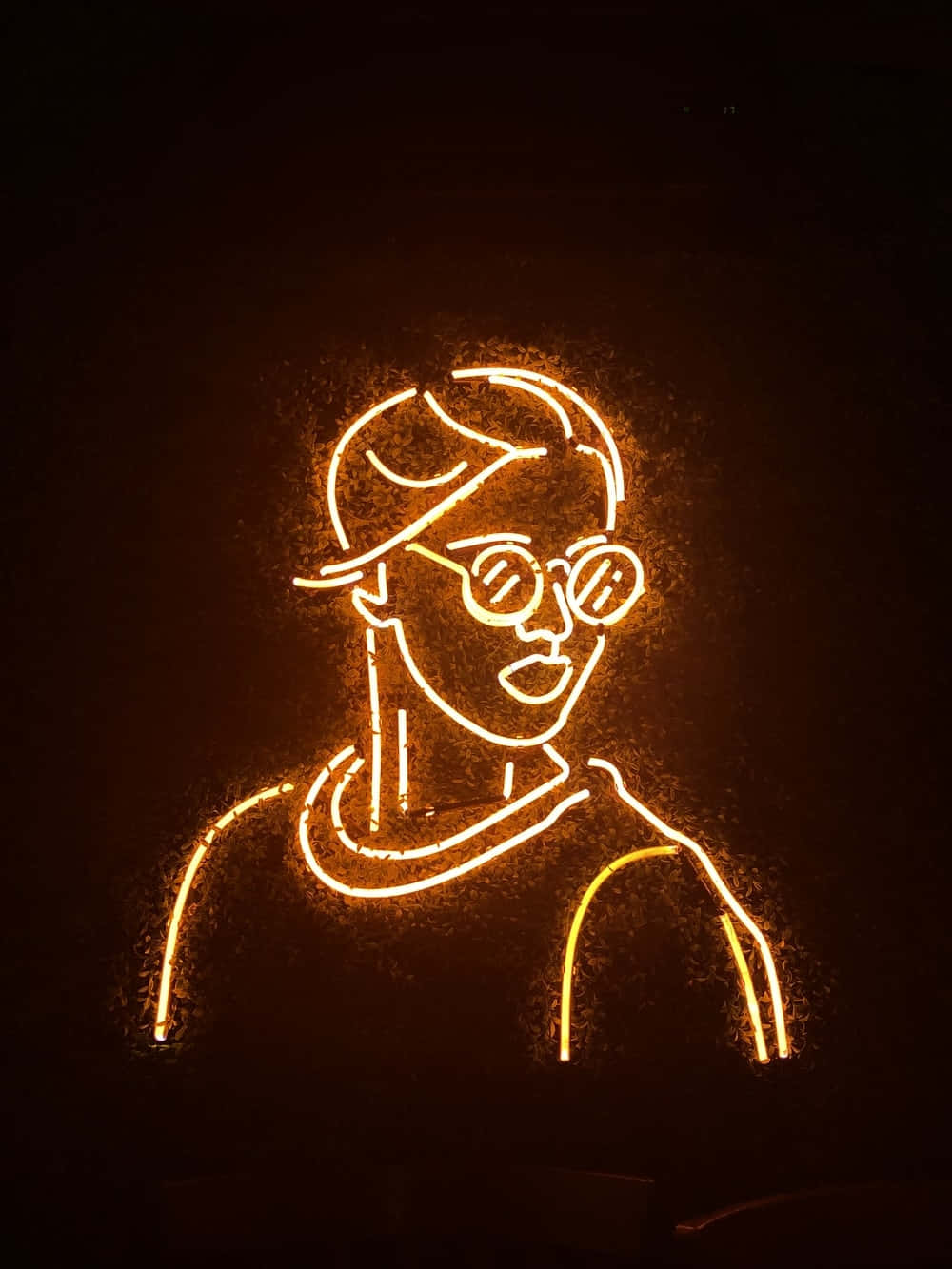 Glowing Orange Neon Portrait Wallpaper