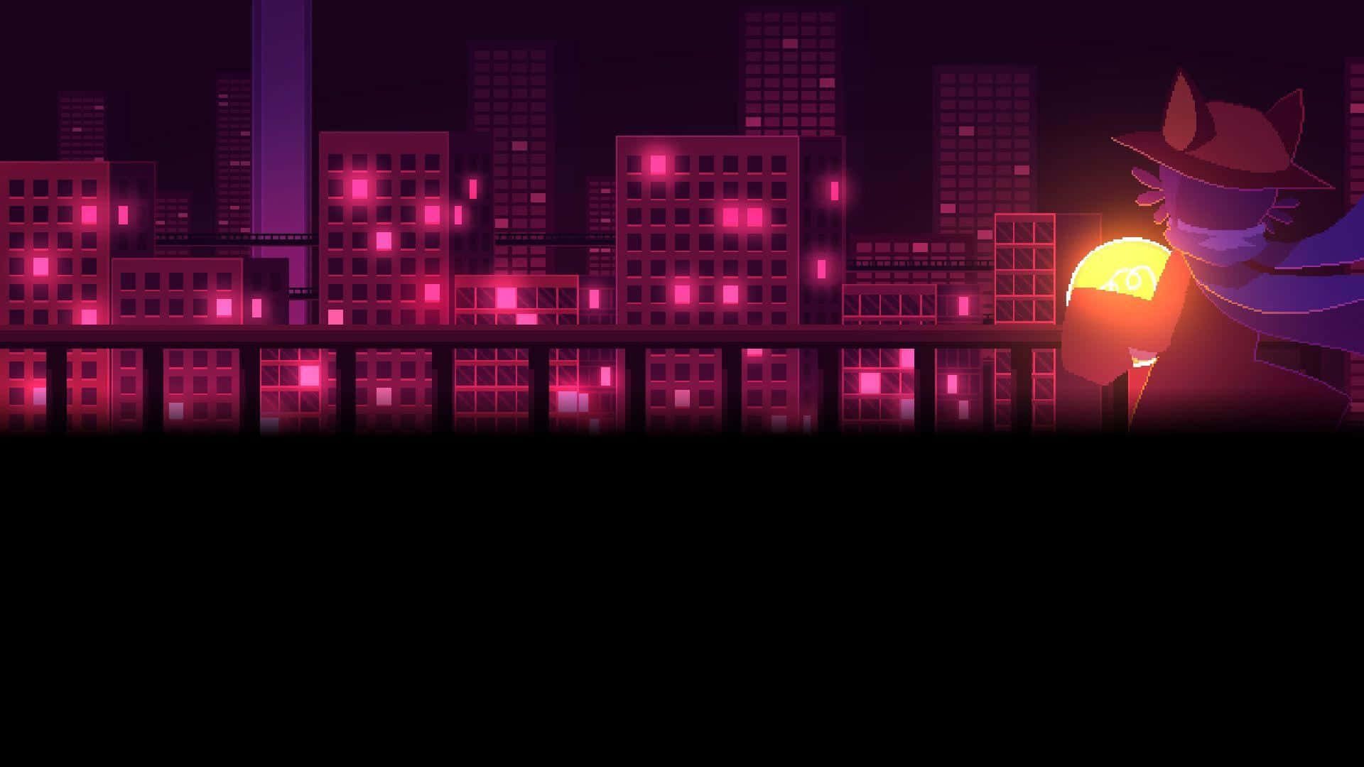 Glowing Orbin Dystopian Cityscape Wallpaper