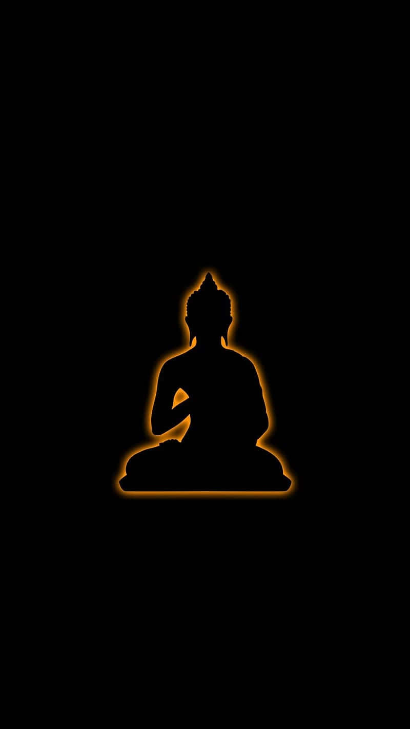Glowing Outline Buddha Black Background Wallpaper