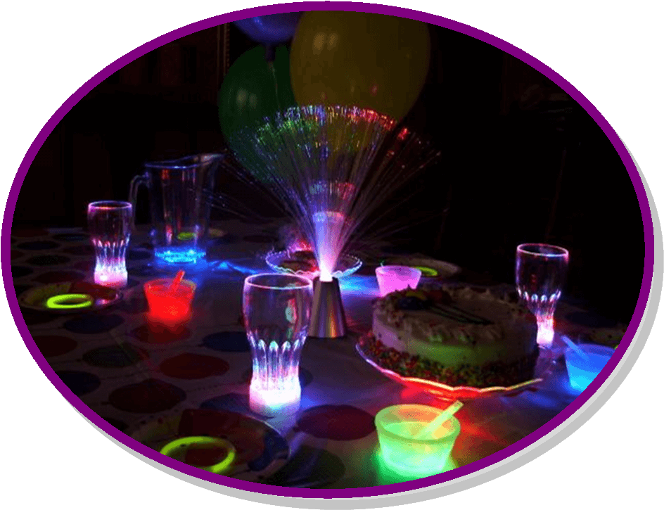 Glowing Party Table Setup PNG