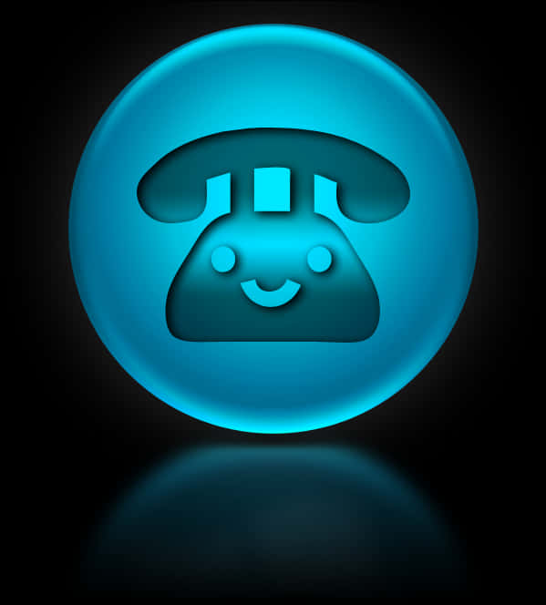 Glowing Blue Phone Icon PNG
