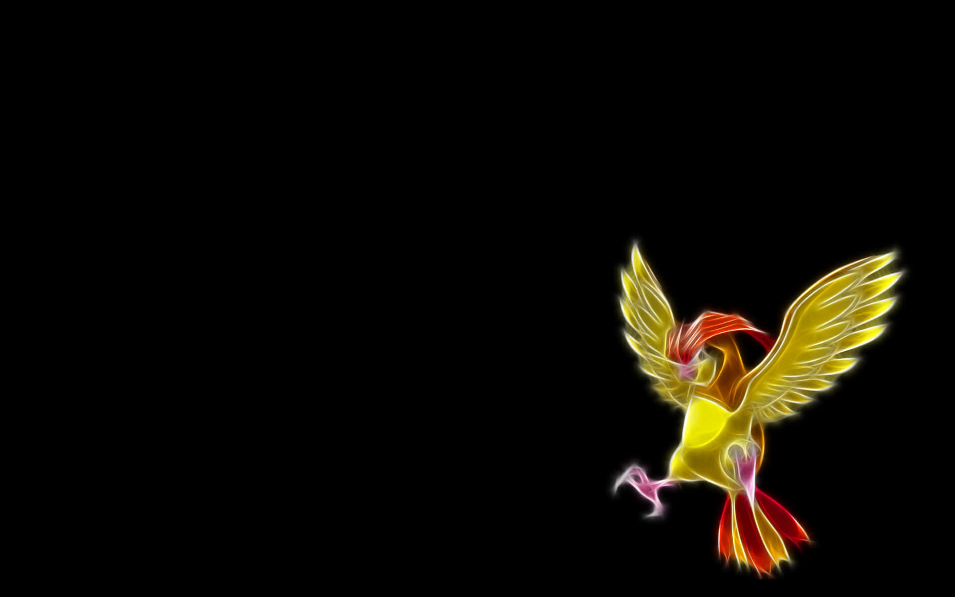 Glowing Pidgeotto On Black Background Wallpaper
