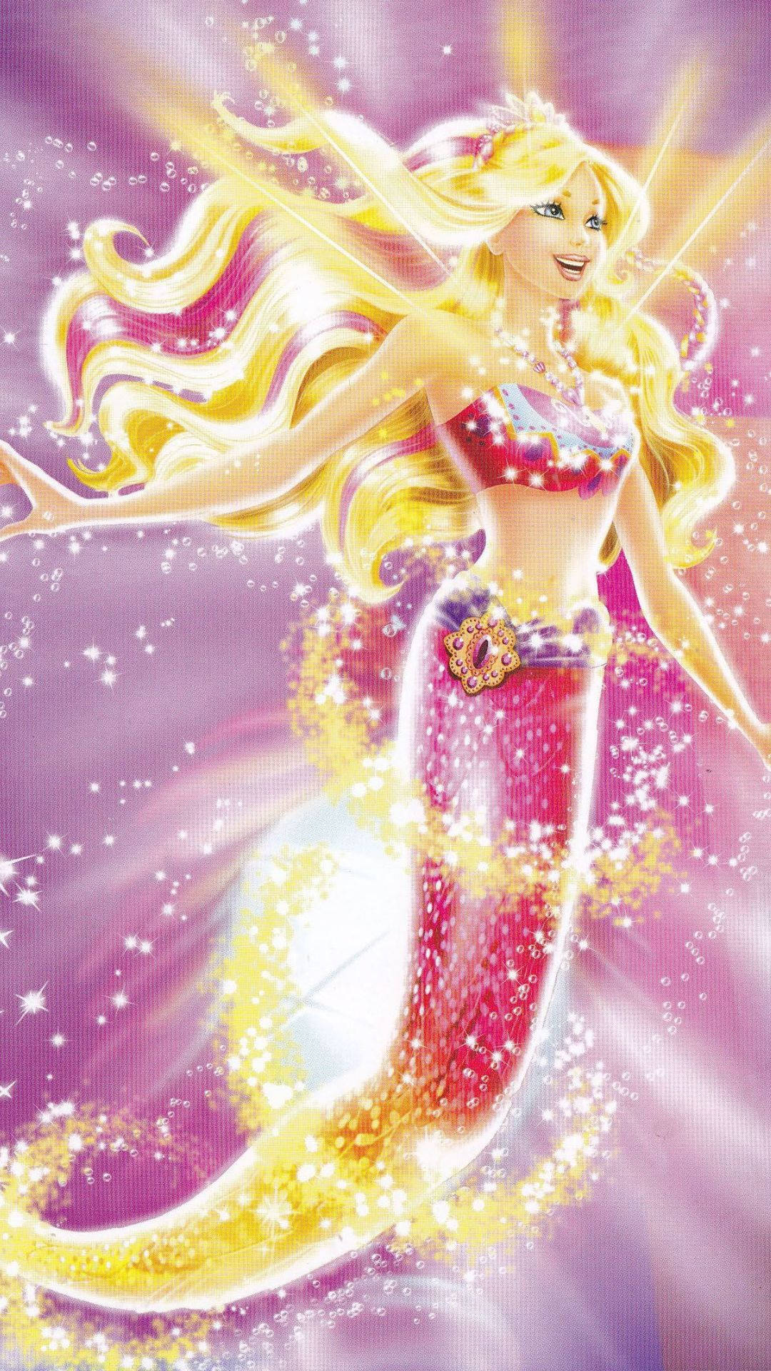 Leuchtenderosa Barbie Meerjungfrau Wallpaper