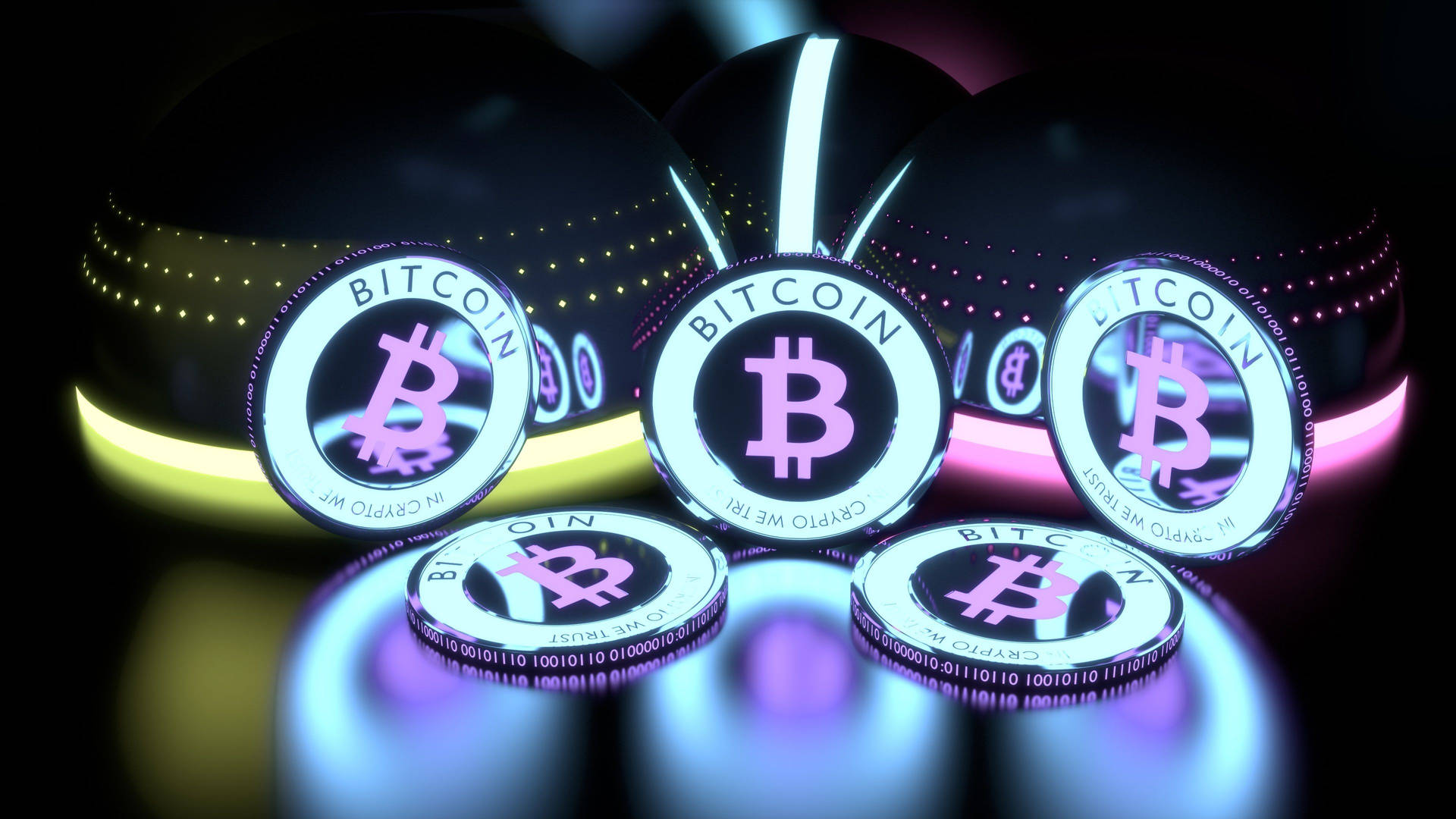 Glowing Pink Bitcoin