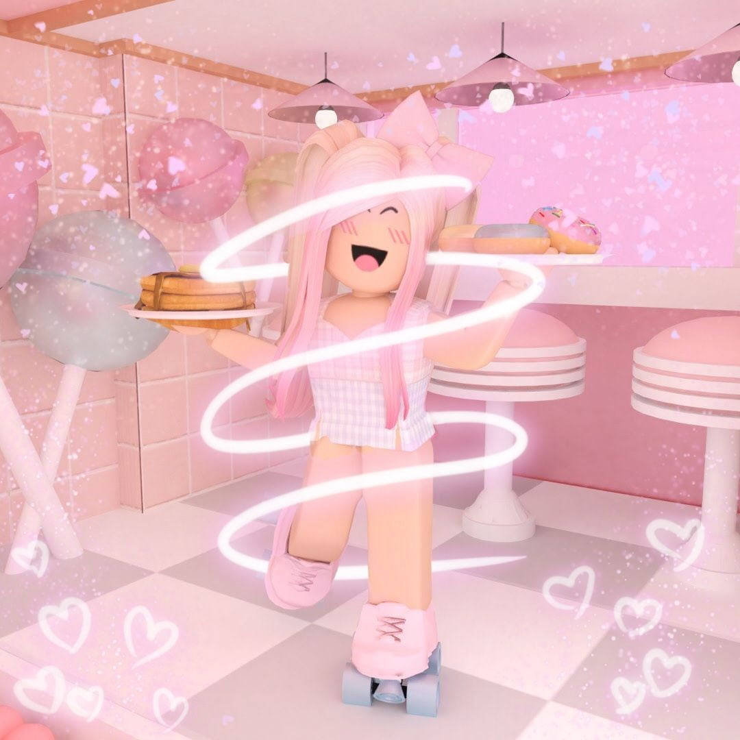 Glowing Pink Girl Roblox Character Wallpaper