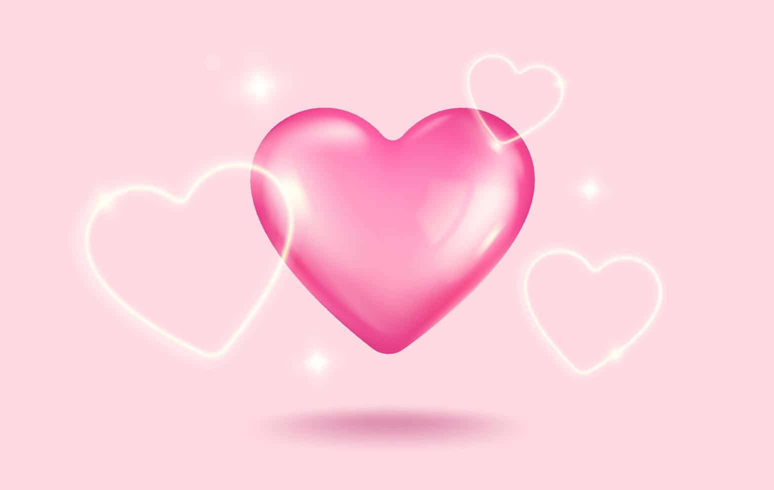 Glowing Pink Heart Background Wallpaper