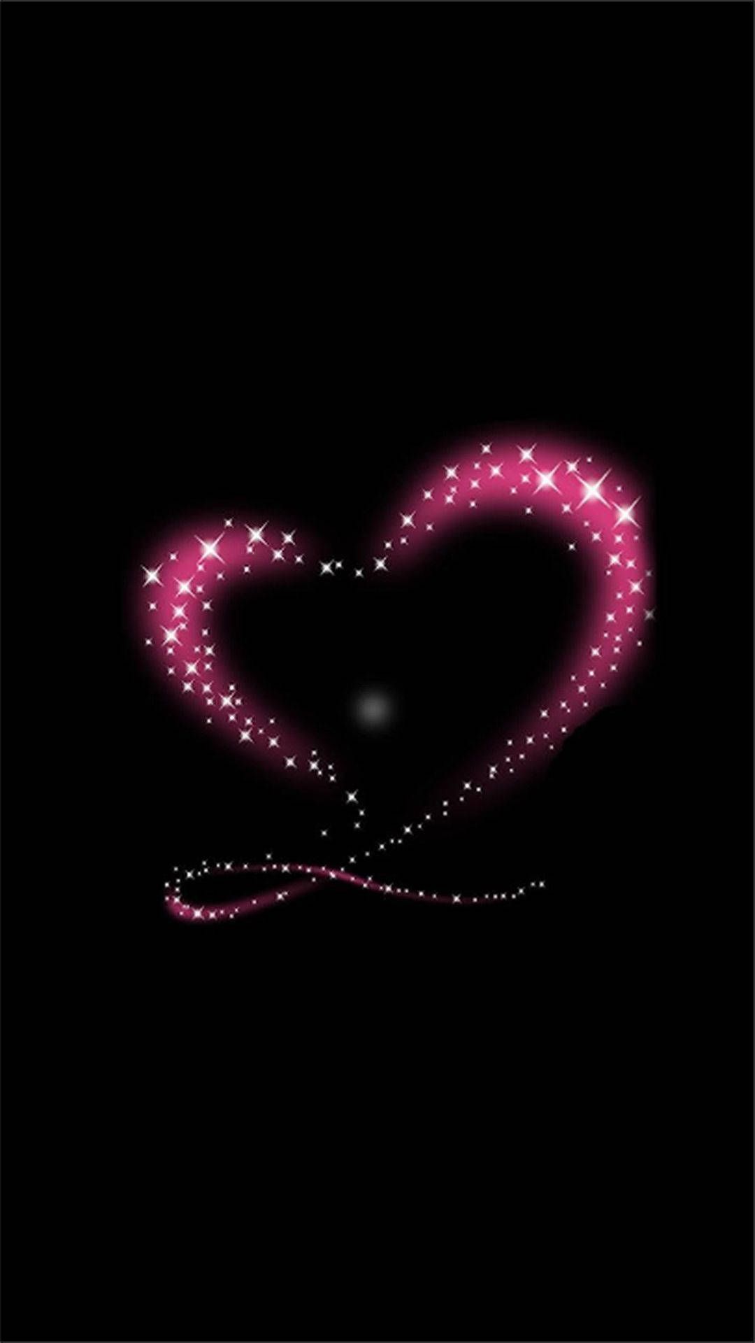 Glowing Pink Heart Love Phone Wallpaper