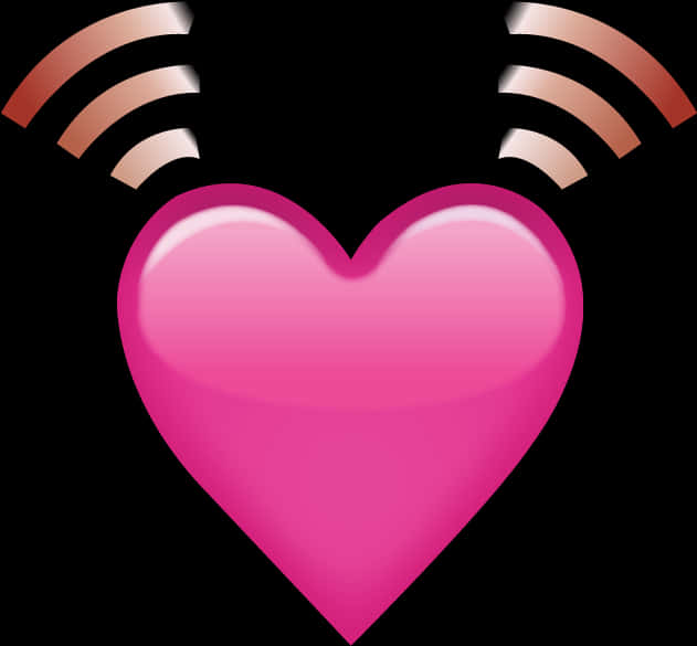 Glowing Pink Heart Wifi Signal PNG
