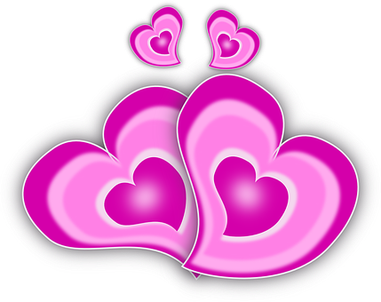 Glowing Pink Hearts Artwork PNG