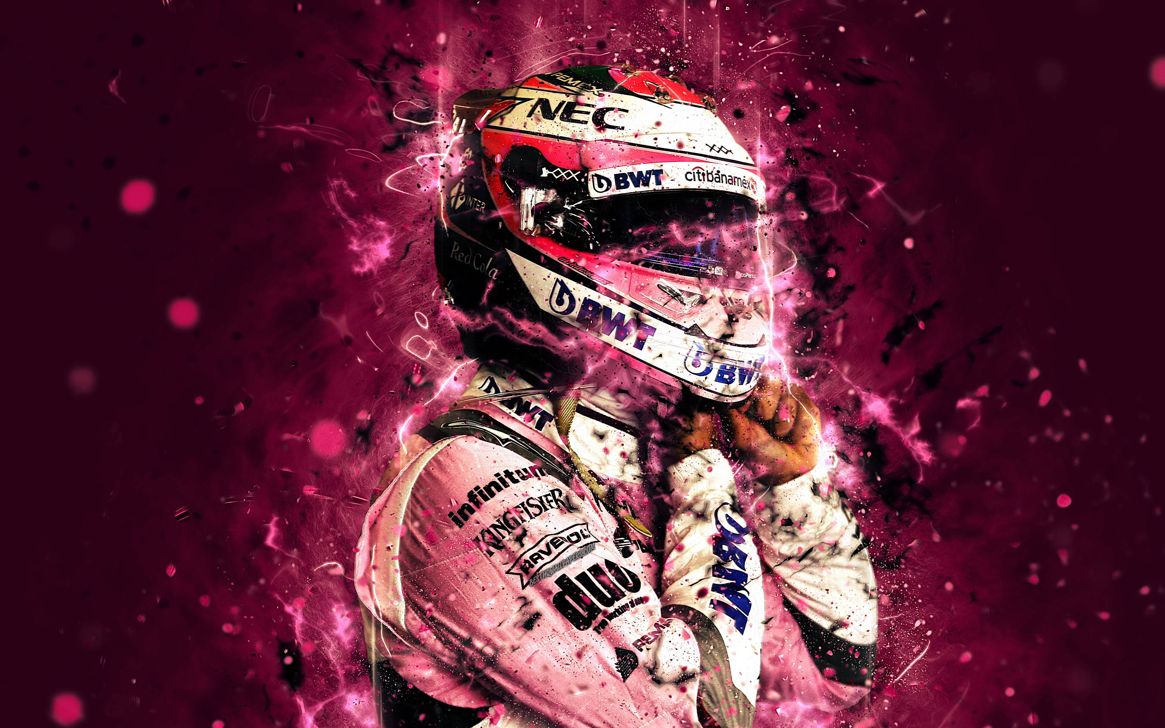 Glowing Pink Sergio Perez Wallpaper